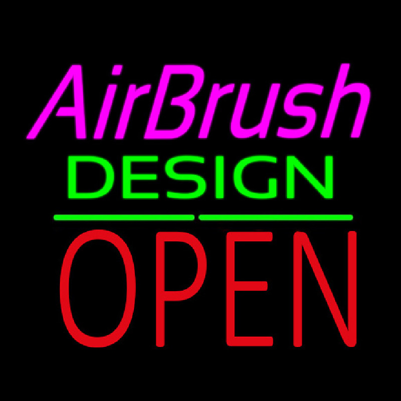 Airbrush Design Block Open Green Line Neontábla