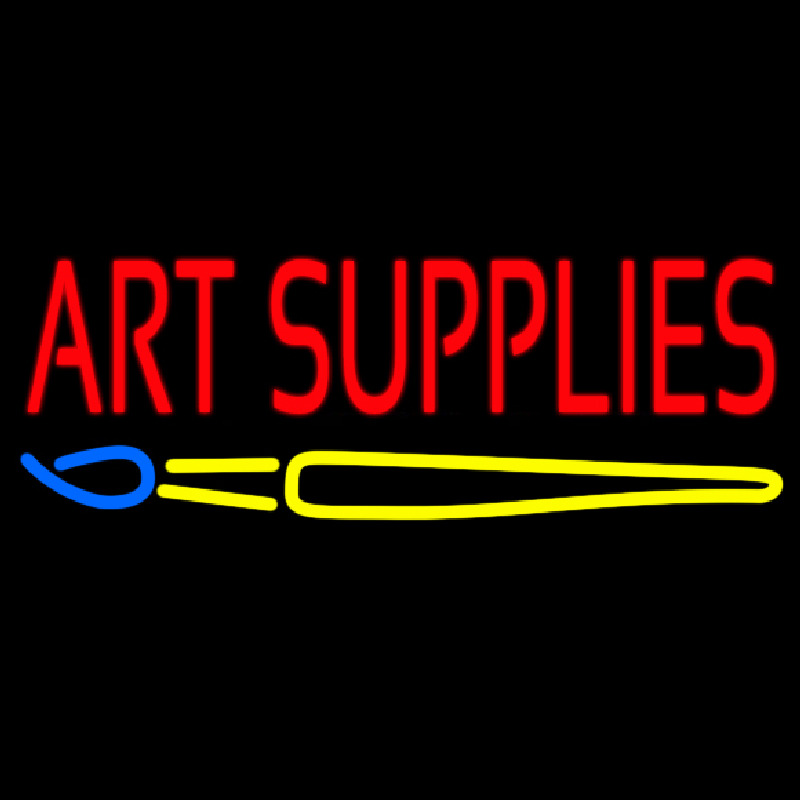 Art Supplies With Brush Neontábla