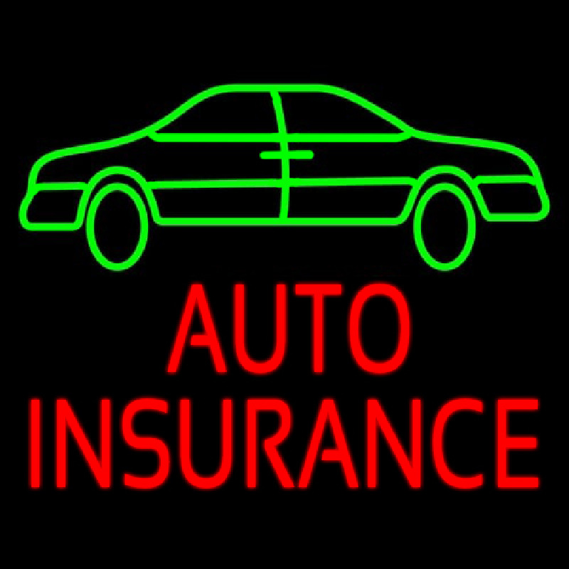 Auto Insurance With Car Neontábla