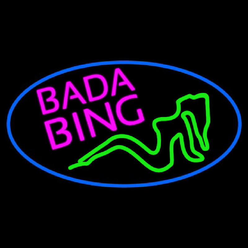 Bada Bing Girl With Blue Border Neontábla