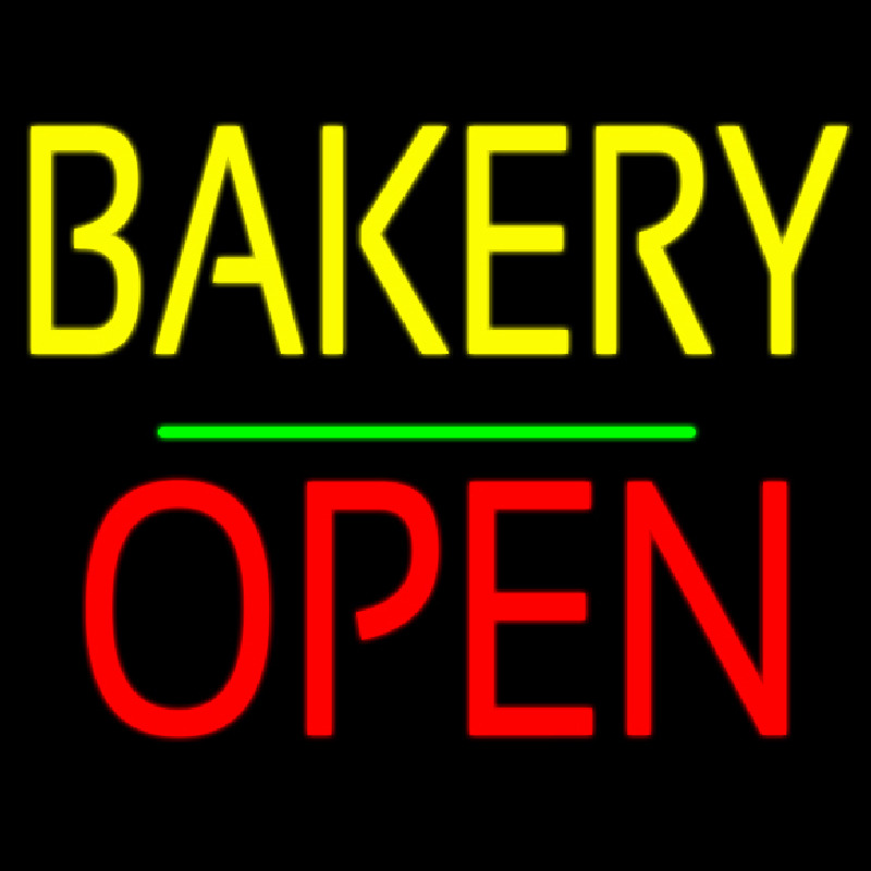 Bakery Block Open Green Line Neontábla