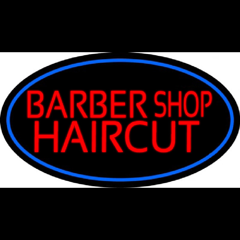 Barbershop Haircut With Blue Border Neontábla