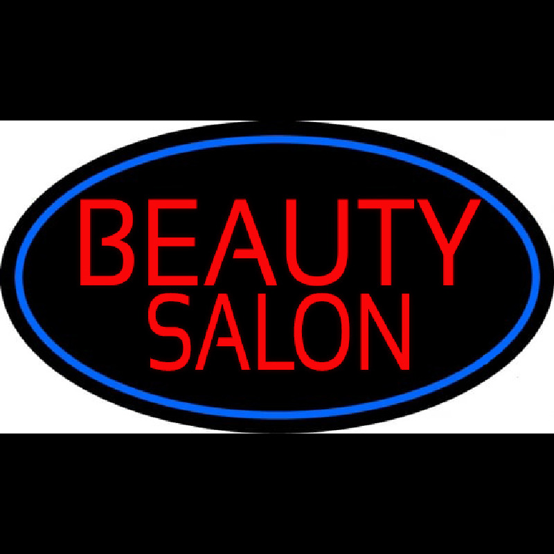 Beauty Salon Oval With Blue Border Neontábla