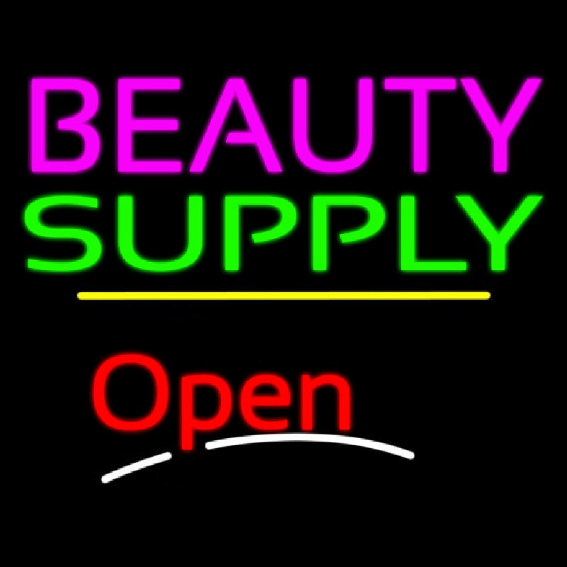 Beauty Supply Open Yellow Line Neontábla