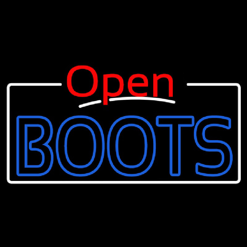 Blue Boots Open With White Border Neontábla