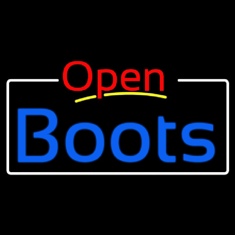 Blue Boots Open With White Border Neontábla