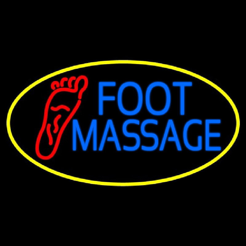 Blue Foot Massage With Yellow Oval Neontábla