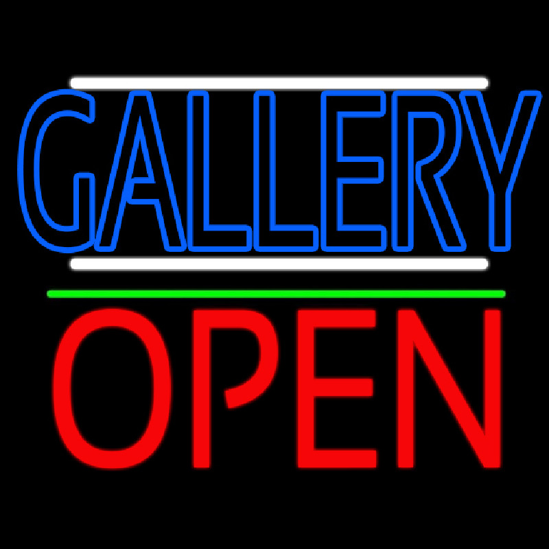 Blue Gallery With White Line With Open 1 Neontábla