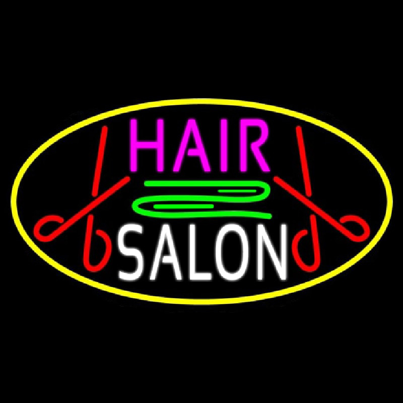 Blue Hair Salon With Scissor Neontábla