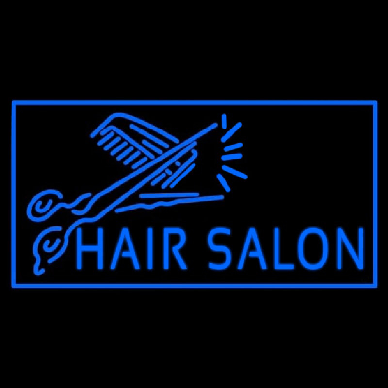 Blue Hair Salon With Scissor Neontábla