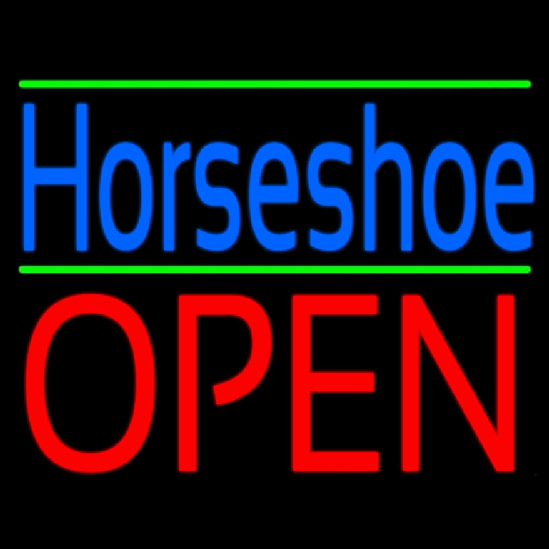 Blue Horseshoe Open Green Line Neontábla