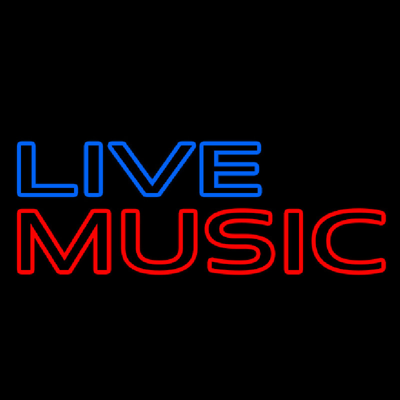 Blue Live Music Block Mic Logo Neontábla