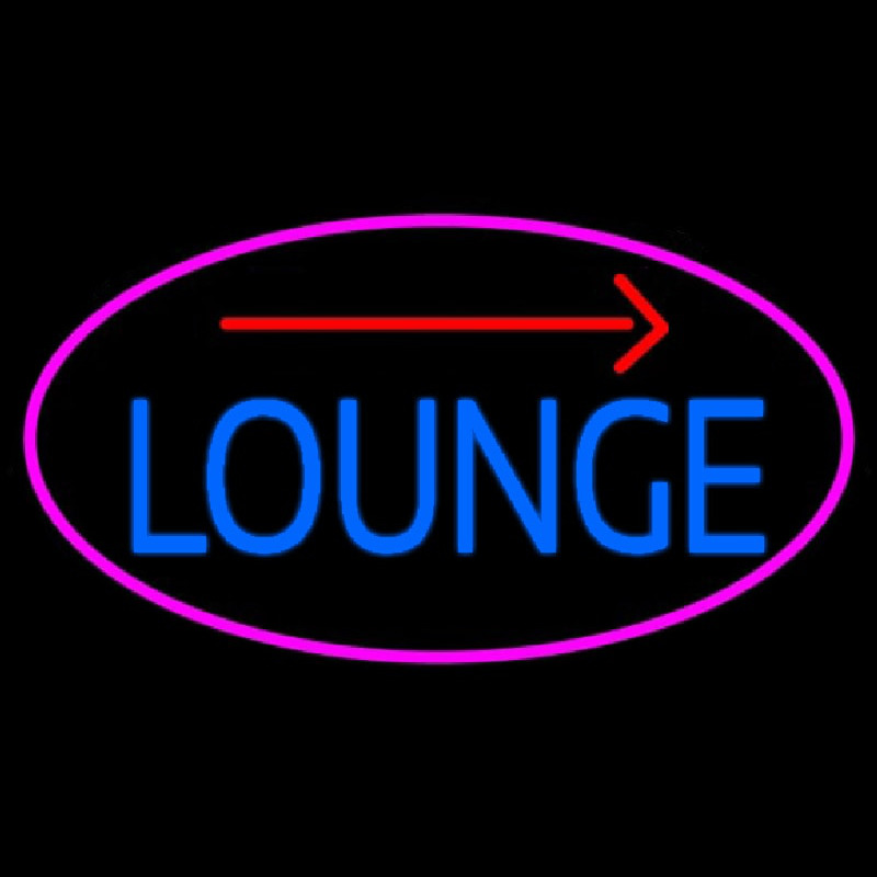 Blue Lounge And Arrow Oval With Pink Border Neontábla