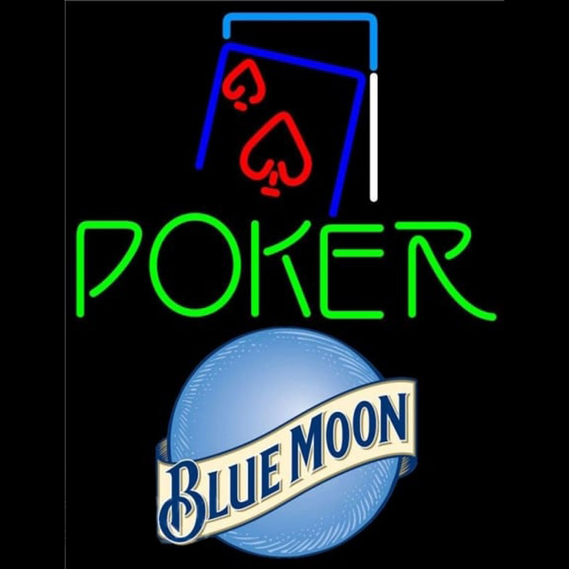 Blue Moon Green Poker Red Heart Beer Sign Neontábla