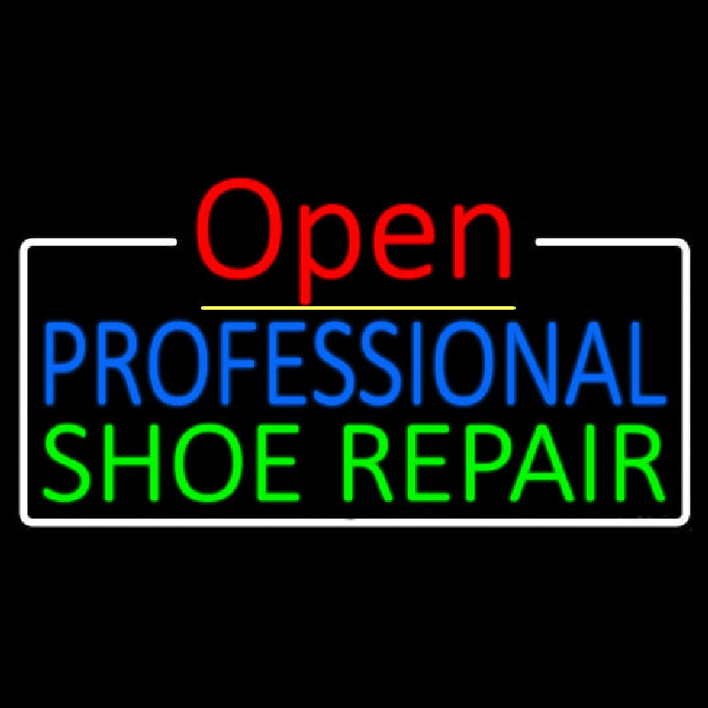 Blue Professional Green Shoe Repair Open Neontábla