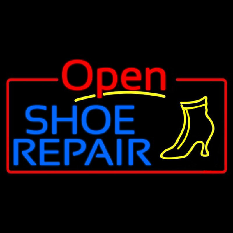 Blue Shoe Repair Open Neontábla