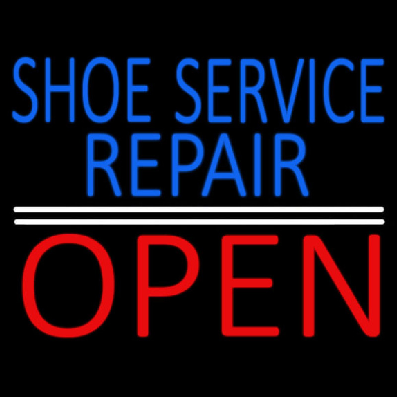 Blue Shoe Service Repair Open Neontábla