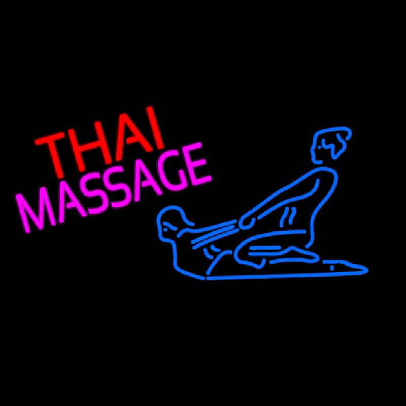 Blue Thai Massage Logo Neontábla