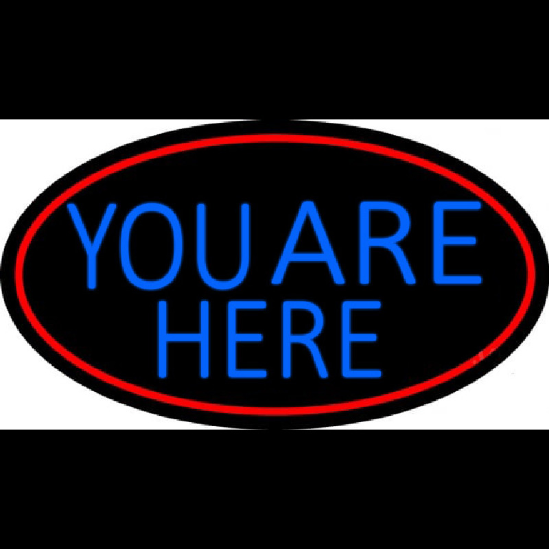 Blue You Are Here Oval With Red Border Neontábla