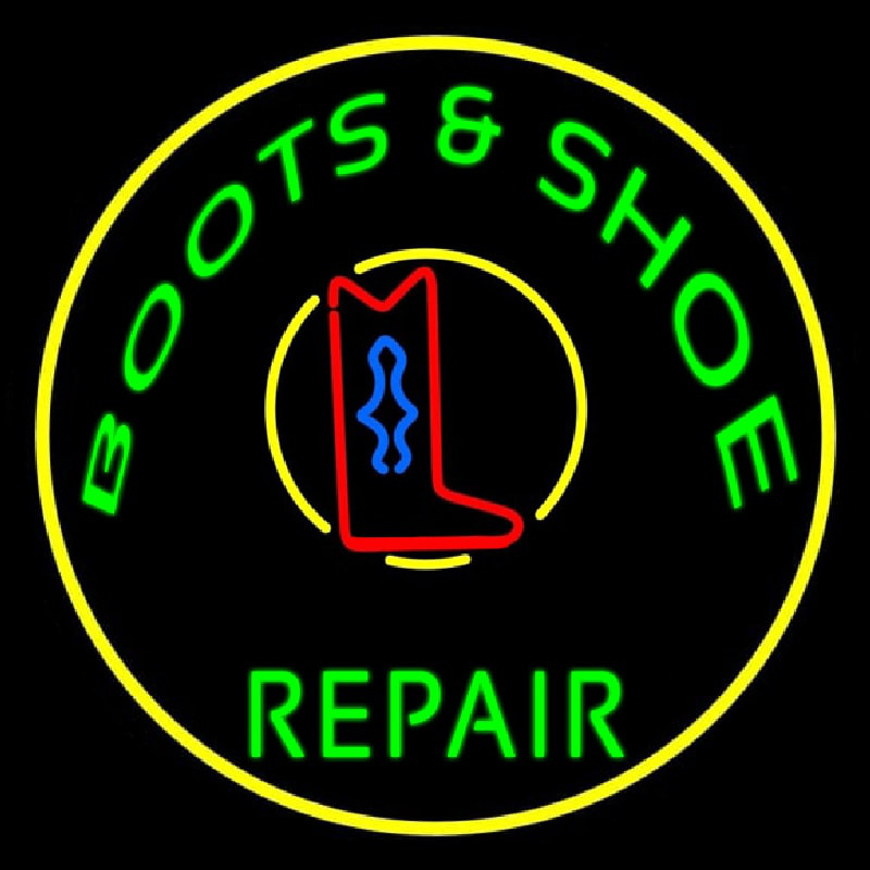 Boots And Shoes Repair With Border Neontábla