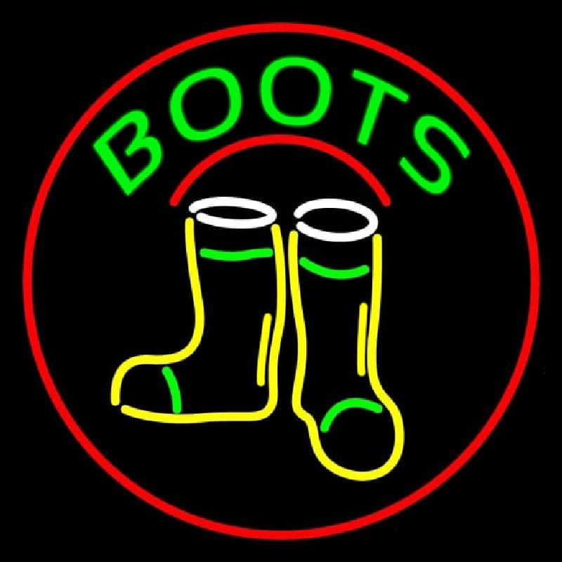 Boots With Logo Red Border Neontábla