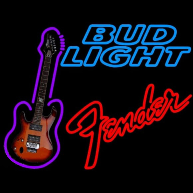 Bud Light Fender Red Guitar Beer Sign Neontábla