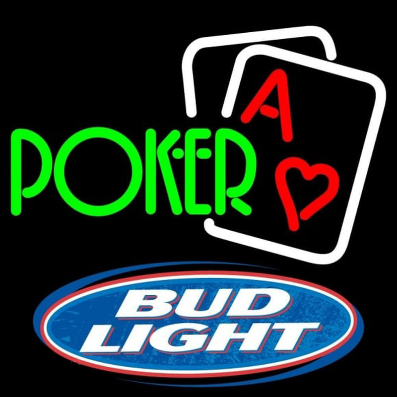 Bud Light Green Poker Beer Sign Neontábla