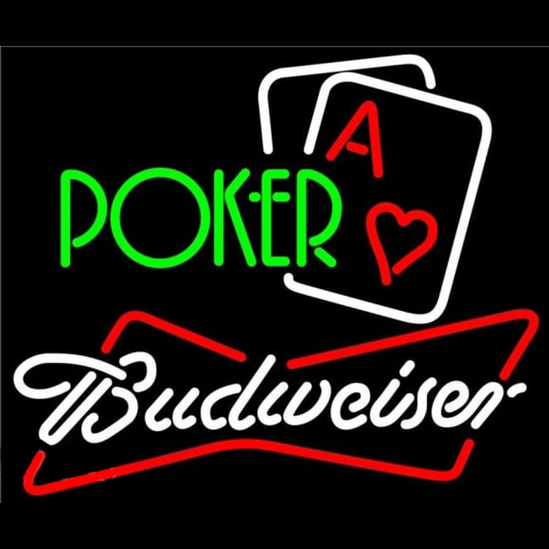 Budweiser Green Poker Beer Sign Neontábla