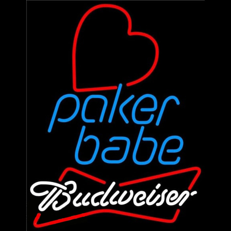 Budweiser Poker Girl Heart Babe Beer Sign Neontábla