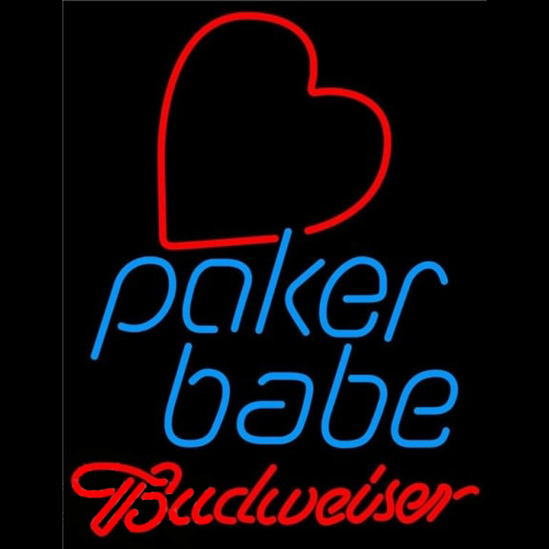 Budweiser Poker Girl Heart Babe Beer Sign Neontábla