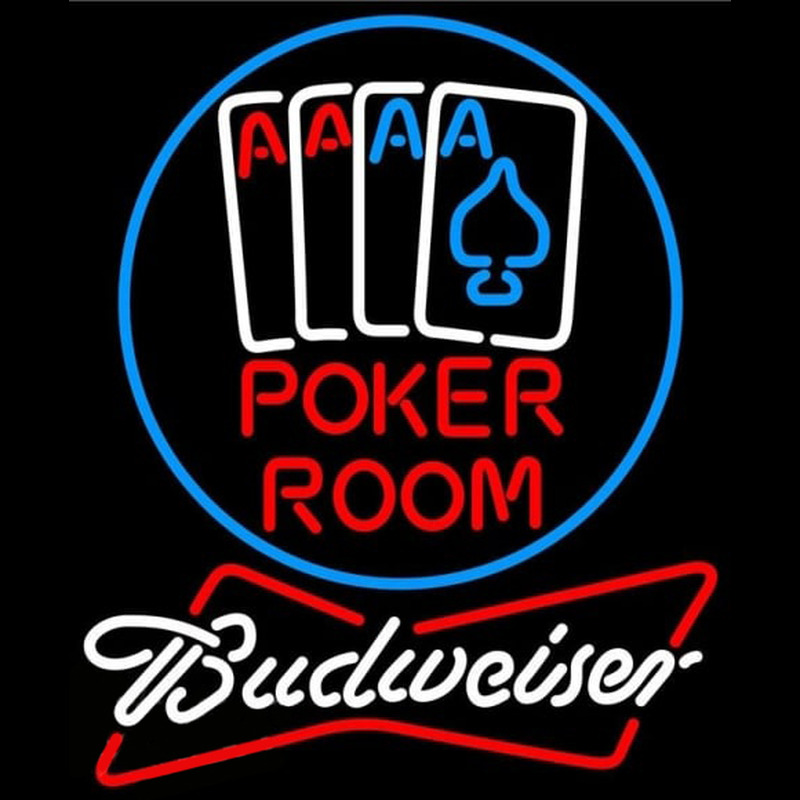 Budweiser Poker Room Beer Sign Neontábla