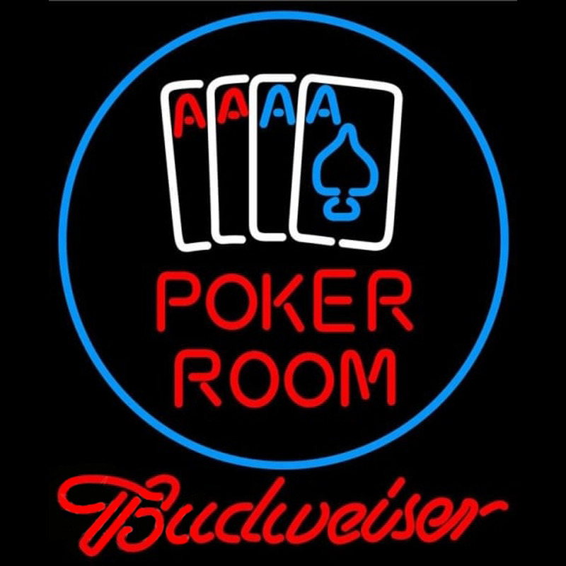 Budweiser Poker Room Beer Sign Neontábla