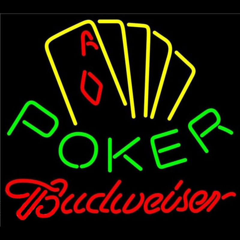 Budweiser Poker Yellow Beer Sign Neontábla