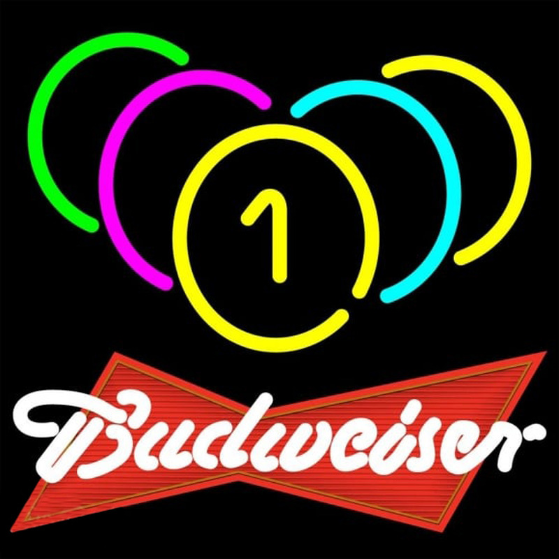 Budweiser Red Billiards Rack Pool Beer Sign Neontábla