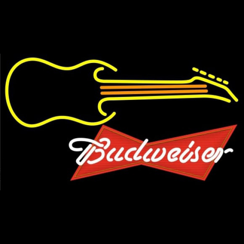 Budweiser Red Guitar Yellow Orange Beer Sign Neontábla