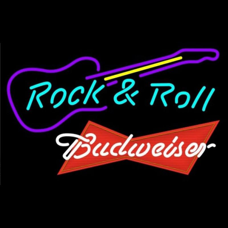 Budweiser Red Rock N Roll Guitar Beer Sign Neontábla