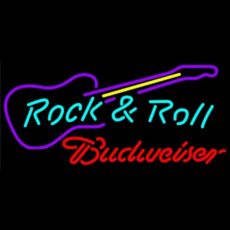 Budweiser Rock N Roll Guitar Beer Sign Neontábla