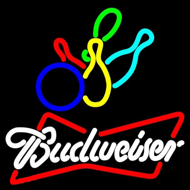 Budweiser White Colored Bowling Beer Sign Neontábla