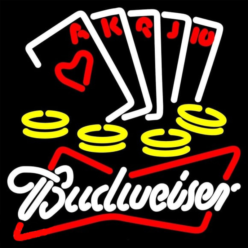 Budweiser White Poker Ace Series Beer Sign Neontábla