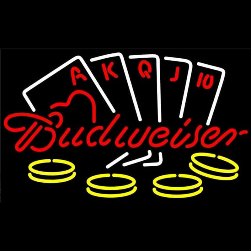 Budweiser With Poker Beer Sign Neontábla