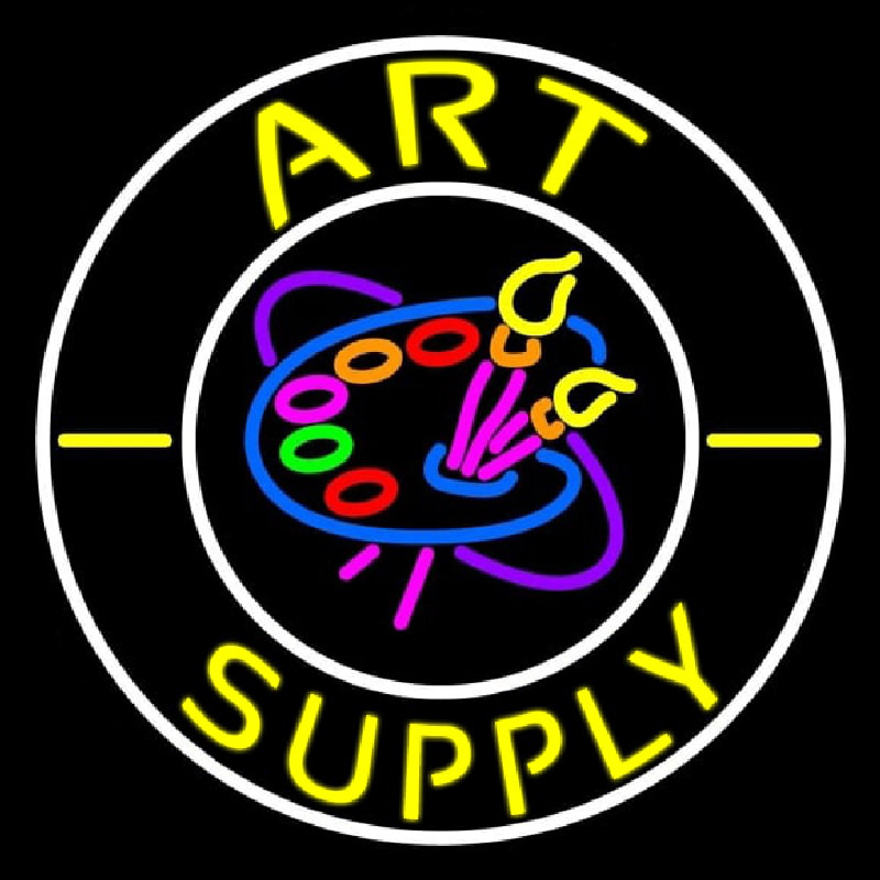 Circle Art Supply With Logo Neontábla