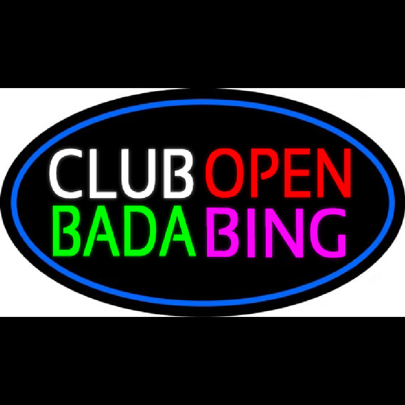 Club Open Bada Bing With Blue Border Neontábla