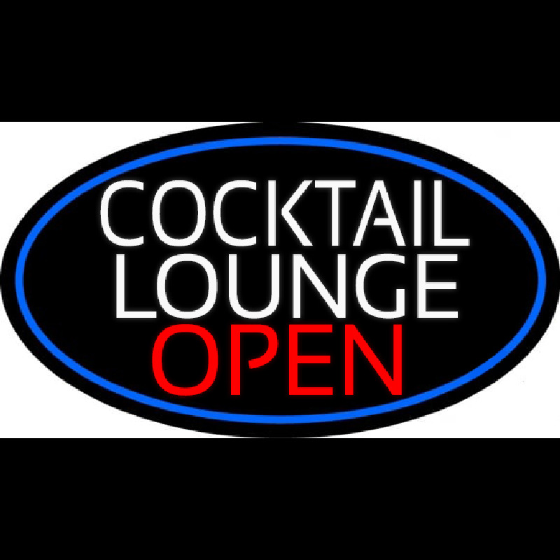 Cocktail Lounge Open Oval With Blue Border Neontábla