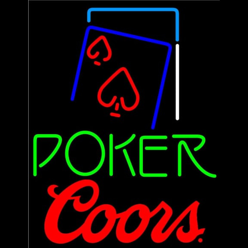 Coors Green Poker Red Heart Neontábla