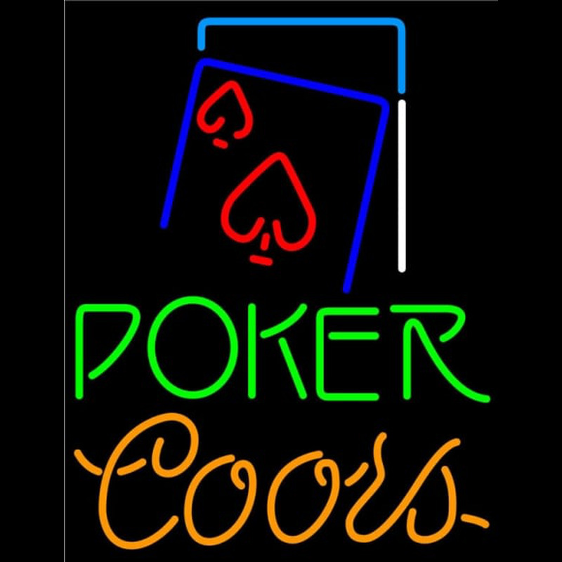 Coors Green Poker Red Heart Neontábla