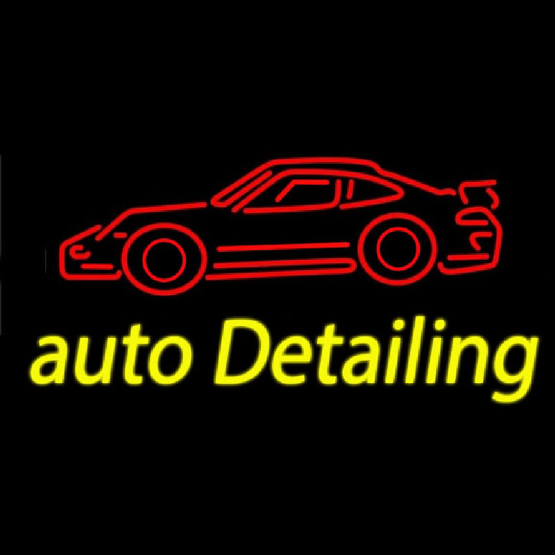 Cursive Auto Detailing With Car Logo 1 Neontábla