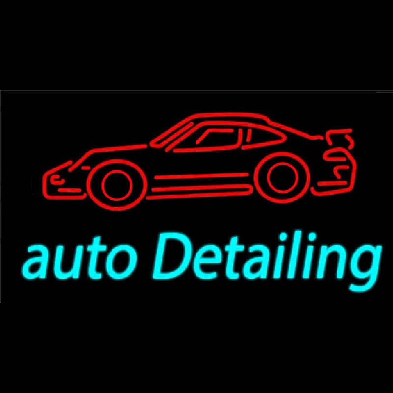 Cursive Auto Detailing With Car Logo Neontábla