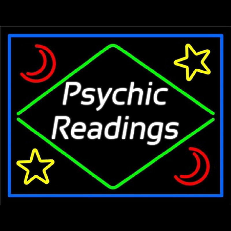 Cursive Psychic Readings With Border Neontábla