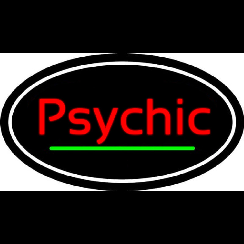 Cursive Red Psychic White Border With Green Line Neontábla