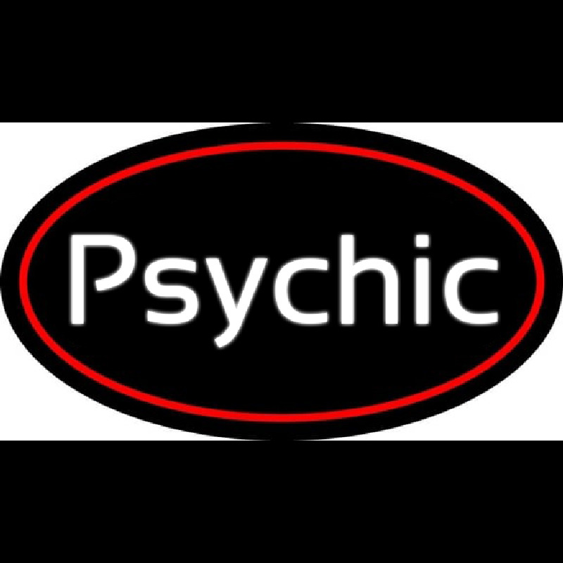 Cursive White Psychic Red Border Neontábla